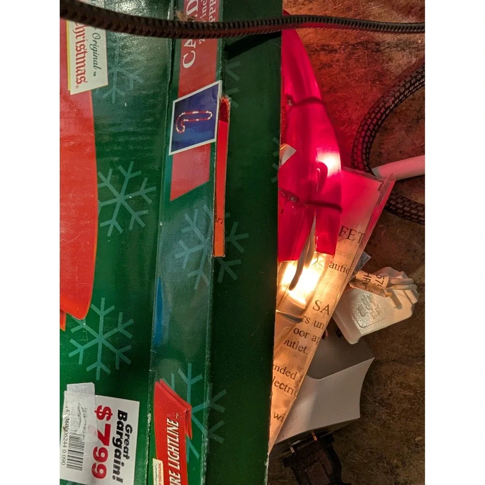 Mr Christmas Miniature Lightline Candy Cane Red White Lot of 2 Works